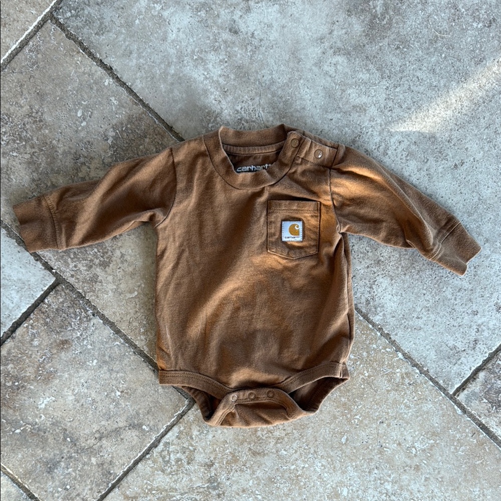 0-3 mo Carhartt Brown Baby Onesie